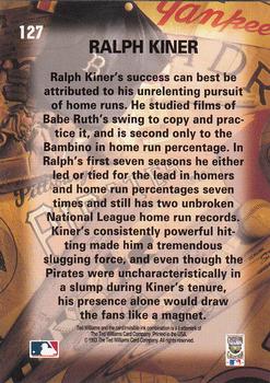 1993 Ted Williams #127 Ralph Kiner Back