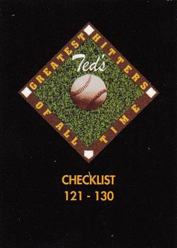 1993 Ted Williams #130 Checklist: 121-130 Front