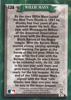 1993 Ted Williams #138 Willie Mays Back
