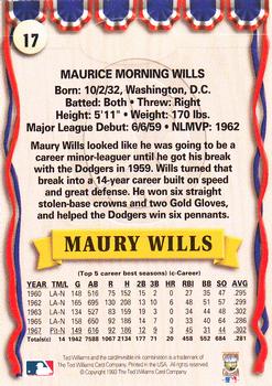 1993 Ted Williams #17 Maury Wills Back