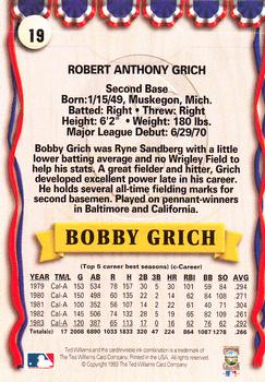 1993 Ted Williams #19 Bobby Grich Back