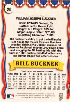 1993 Ted Williams #20 Bill Buckner Back