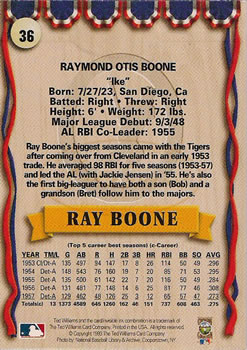 1993 Ted Williams #36 Ray Boone Back