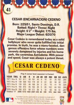 1993 Ted Williams #41 Cesar Cedeno Back
