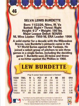 1993 Ted Williams #46 Lew Burdette Back