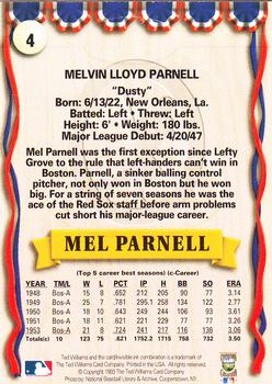 1993 Ted Williams #4 Mel Parnell Back