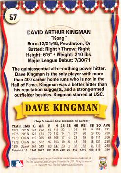 1993 Ted Williams #57 Dave Kingman Back