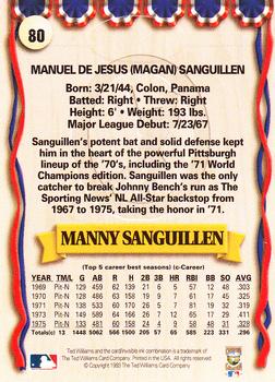 1993 Ted Williams #80 Manny Sanguillen Back