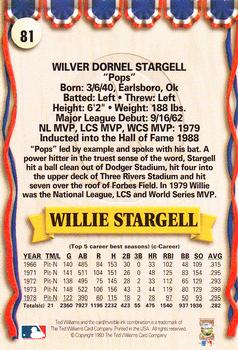 1993 Ted Williams #81 Willie Stargell Back