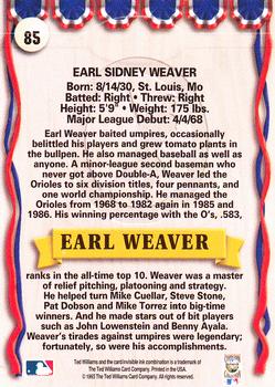 1993 Ted Williams #85 Earl Weaver Back