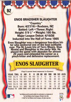 1993 Ted Williams #92 Enos Slaughter Back