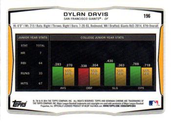 2014 Bowman Chrome Mini - Black Shimmer Refractors #196 Dylan Davis Back