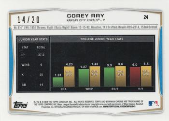 2014 Bowman Chrome Mini - Blue Refractors #24 Corey Ray Back