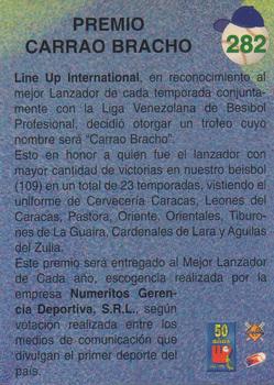 1995-96 Line Up Venezuelan Winter League #282 Carrao Bracho Back