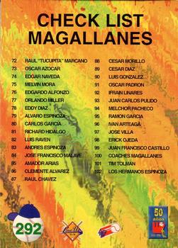 1995-96 Line Up Venezuelan Winter League #292 Checklist Magallanes Back