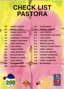 1995-96 Line Up Venezuelan Winter League #296 Checklist Pastora Back