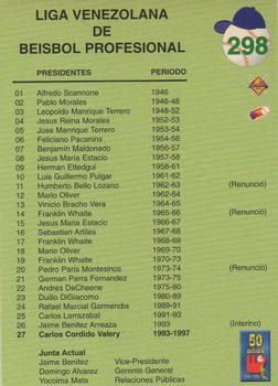 1995-96 Line Up Venezuelan Winter League #298 Liga Venez. De Beisbol Prof. Back