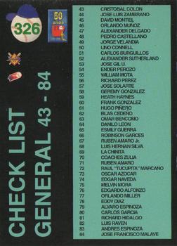1995-96 Line Up Venezuelan Winter League #326 Checklist 1-84 Back