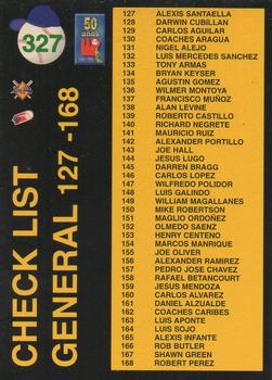 1995-96 Line Up Venezuelan Winter League #327 Checklist 85-168 Back