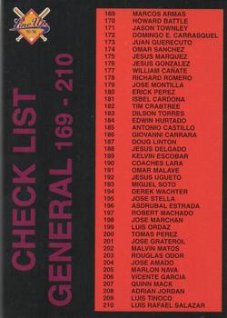 1995-96 Line Up Venezuelan Winter League #328 Checklist 169-252 Front