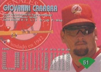 1996-97 Line Up Venezuelan Winter League #51 Giovanni Carrara Back