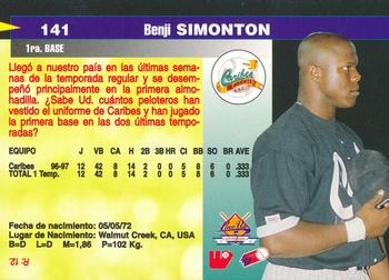 1997-98 Line Up Venezuelan Winter League #141 Benji Simonton Back