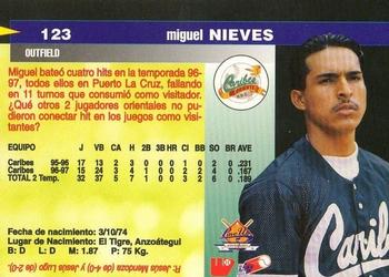 1997-98 Line Up Venezuelan Winter League #123 Miguel Nieves Back