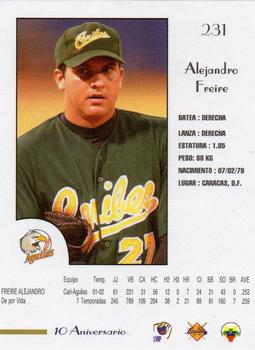 2002-03 Line Up Venezuelan Winter League #231 Alejandro Freire Back