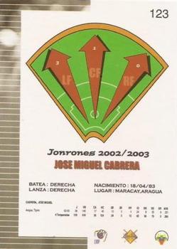 2003-04 Line Up Venezuelan Winter League #123 Miguel Cabrera Back