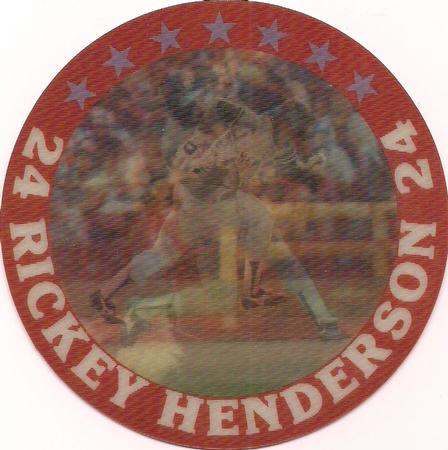 1987 Sportflics - Superstar Discs #14 Rickey Henderson Front