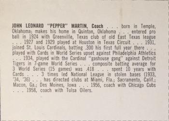 1963 Pepsi Tulsa Oilers #NNO Pepper Martin Back