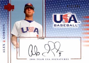 2005 Upper Deck USA Baseball 2004 National Team - 2004 Team USA Signatures Black #S-21 Alex Gordon Front