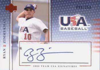 2005 Upper Deck USA Baseball 2004 National Team - 2004 Team USA Signatures Blue #S-37 Ryan Zimmerman Front