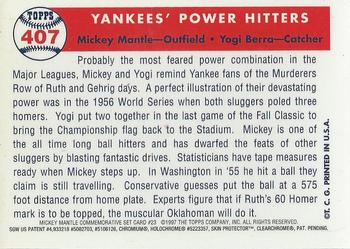 1997 Topps - Mickey Mantle Commemorative Reprints Finest #23 Yankees' Power Hitters (Mickey Mantle / Yogi Berra) Back