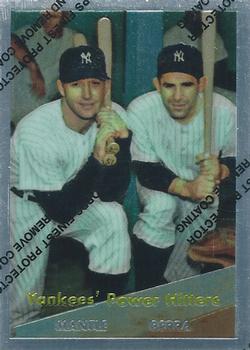 1997 Topps - Mickey Mantle Commemorative Reprints Finest #23 Yankees' Power Hitters (Mickey Mantle / Yogi Berra) Front