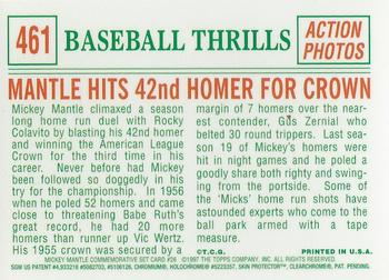 1997 Topps - Mickey Mantle Commemorative Reprints Finest #26 Mantle Hits 42nd Homer for Crown Back