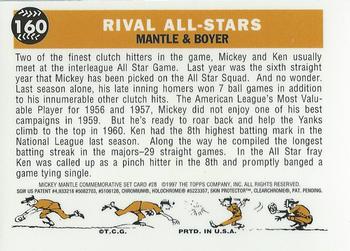 1997 Topps - Mickey Mantle Commemorative Reprints Finest #28 Rival All Stars (Mickey Mantle / Ken Boyer) Back