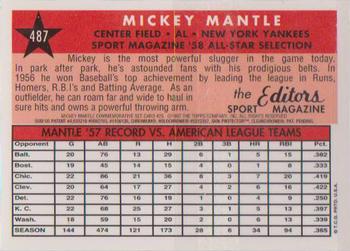 1997 Topps - Mickey Mantle Commemorative Reprints Finest #25 Mickey Mantle Back