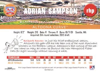 2014 Grandstand Eastern League All-Stars Western Squad #24 Adrian Sampson Back
