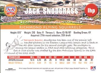 2014 Grandstand Eastern League All-Stars Western Squad #25 Jack Snodgrass Back