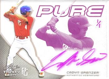 2014 Leaf Trinity - Perfect Game Pure Autographs Purple #PGP-CG1 Cadyn Grenier Front