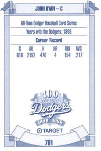1990 Target Dodgers #701 John Ryan Back