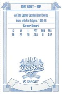 1990 Target Dodgers #1 Bert Abbey Back