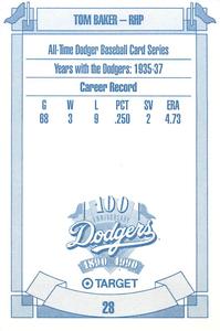 1990 Target Dodgers #28 Tom Baker Back
