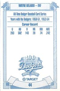 1990 Target Dodgers #44 Wayne Belardi Back