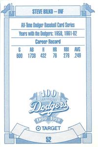 1990 Target Dodgers #52 Steve Bilko Back