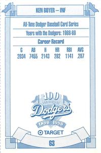 1990 Target Dodgers #63 Ken Boyer Back