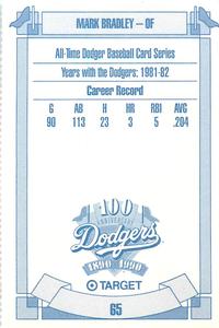 1990 Target Dodgers #65 Mark Bradley Back