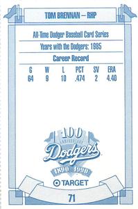 1990 Target Dodgers #71 Tom Brennan Back