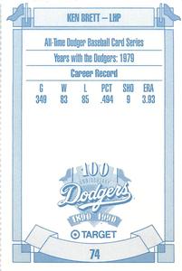 1990 Target Dodgers #74 Ken Brett Back